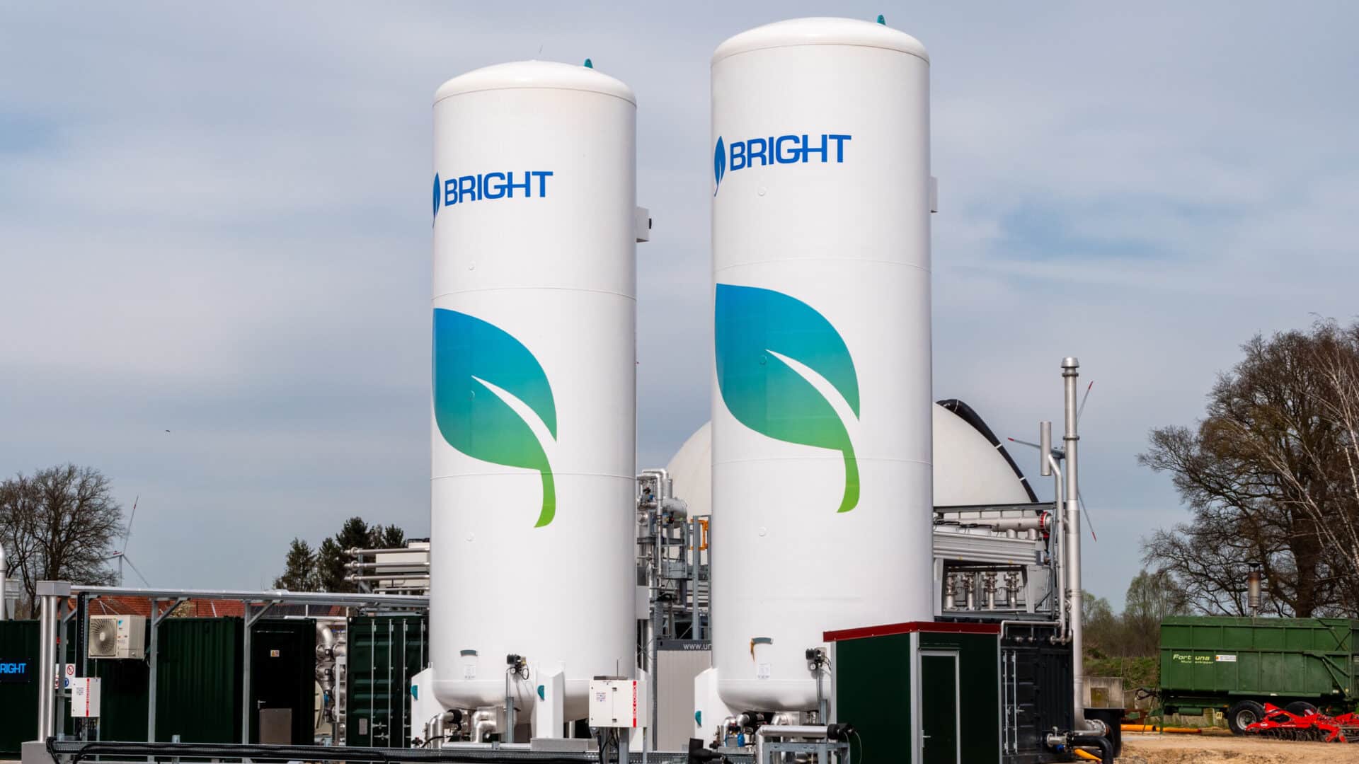 Two Bright Renewables liquid bio-CO2 storage tanks at the biogas upgrading facility in Heek, Germany