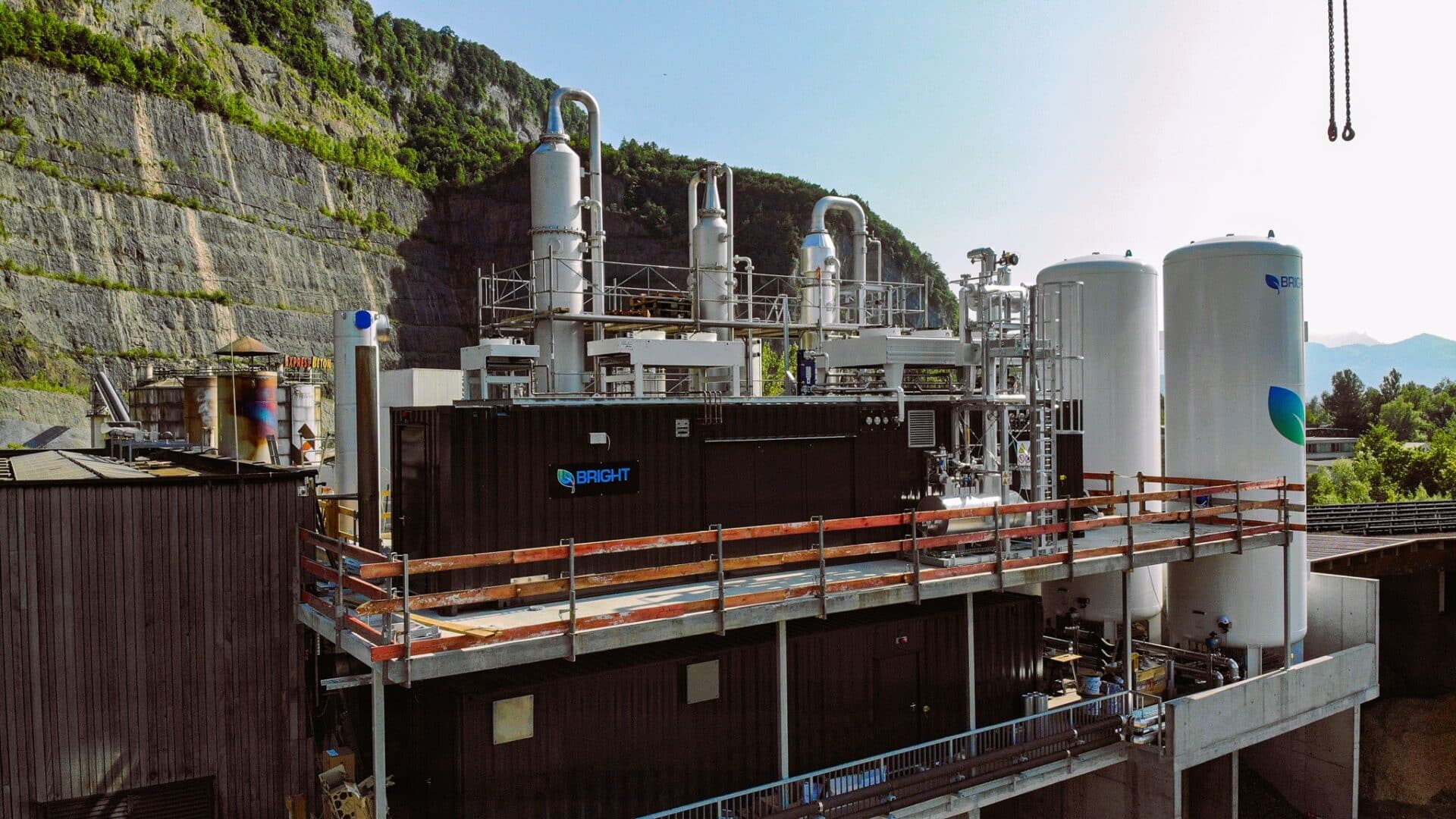 Carbon Capture CO2 liquefaction system produced by Bright Renewables for Energie Werk Ilg, Austria.
